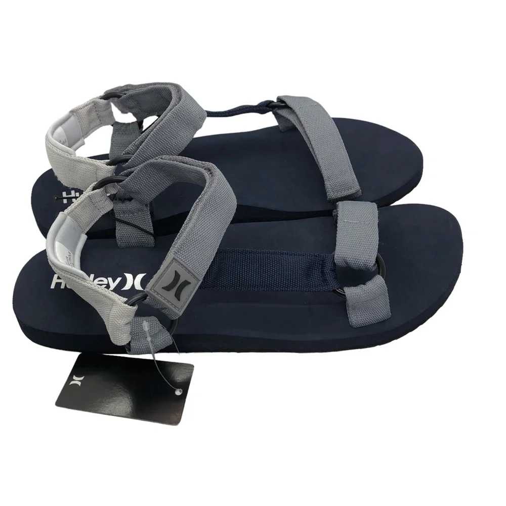 HURLEY Raleigh Navy & Grey Adjustable Strap Sandals Men's Size 12 - Picture 8 of 12
